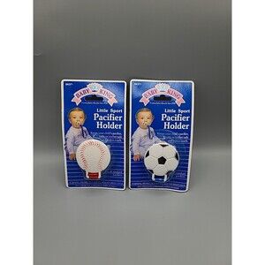 Little Sport Baby Pacifier Holder Baseball Soccer 1994 Lot Of 2